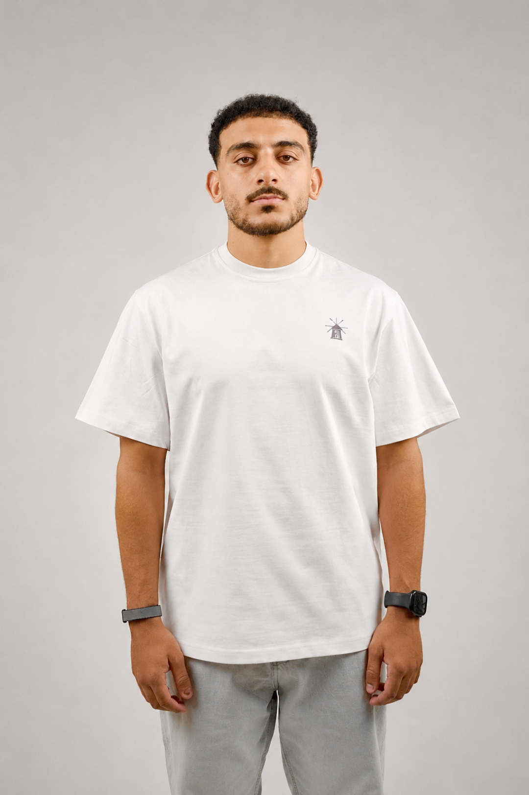White AUREO Mykonos oversized tee, frontview